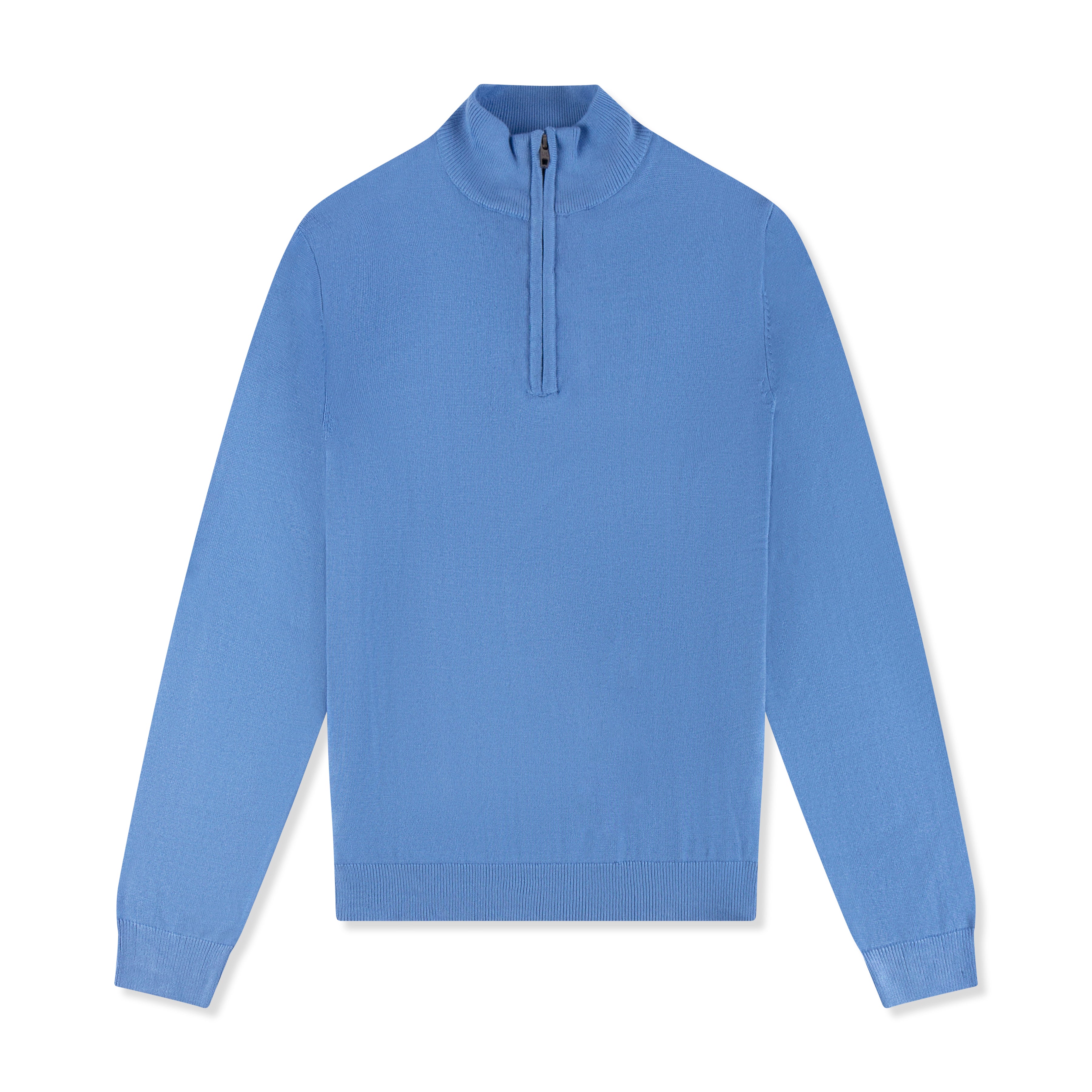 Mens Blue Zip Neck Jumper