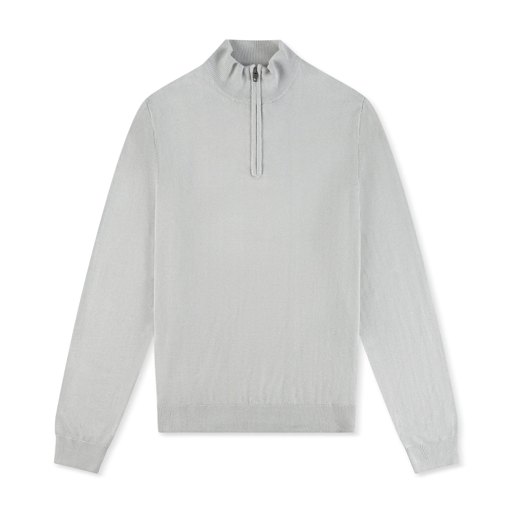 Mens Grey Zip Neck Jumper