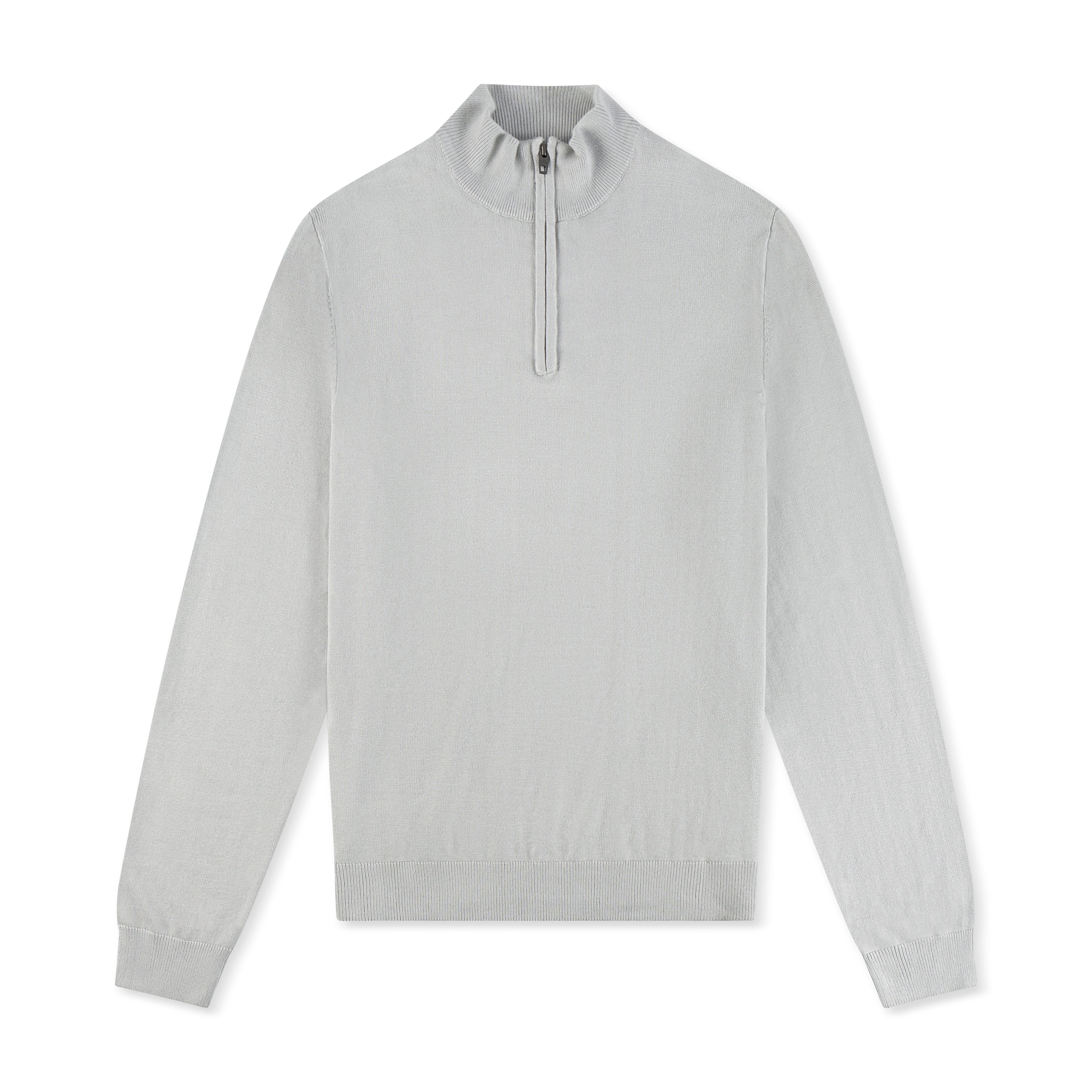 Mens Grey Zip Neck Jumper