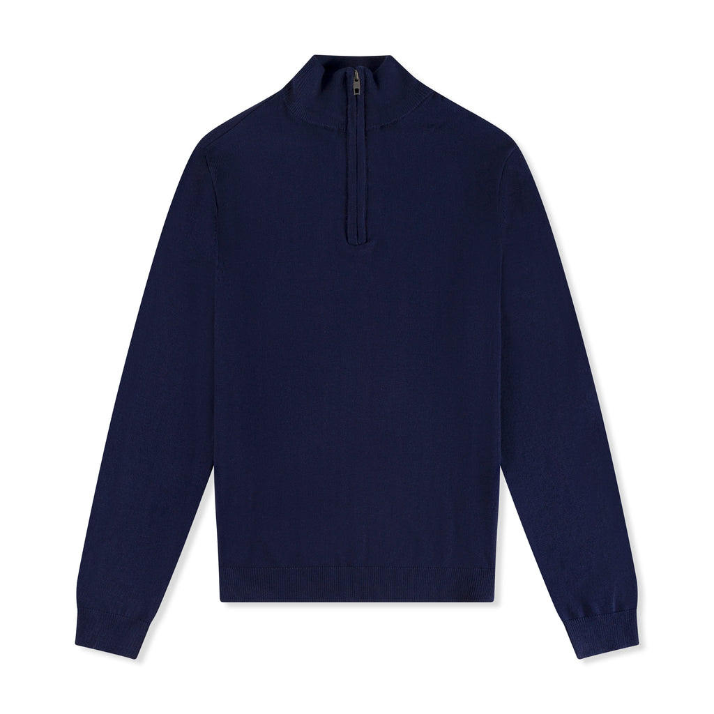 Men's Navy Zip Neck Jumper