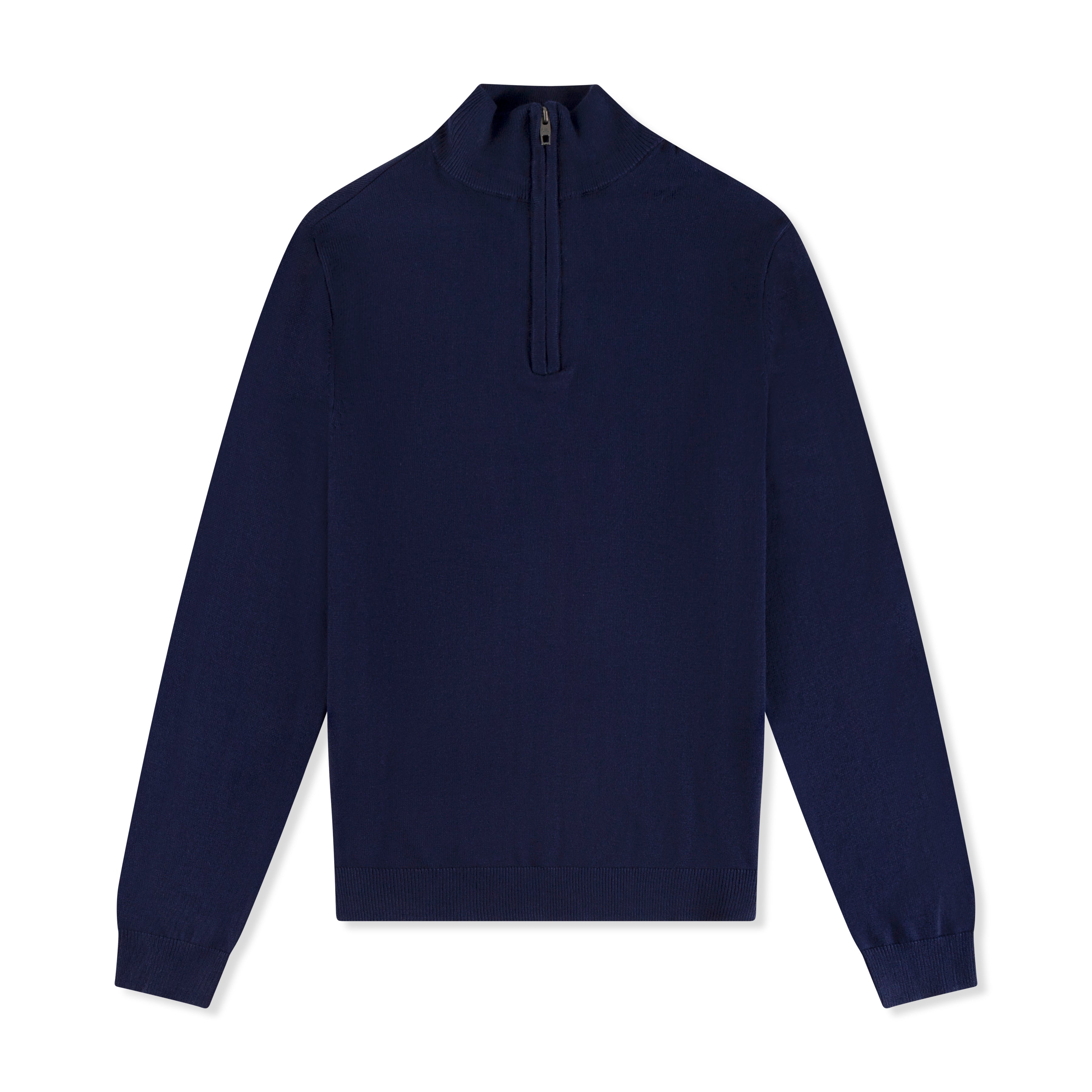 Men's Navy Zip Neck Jumper