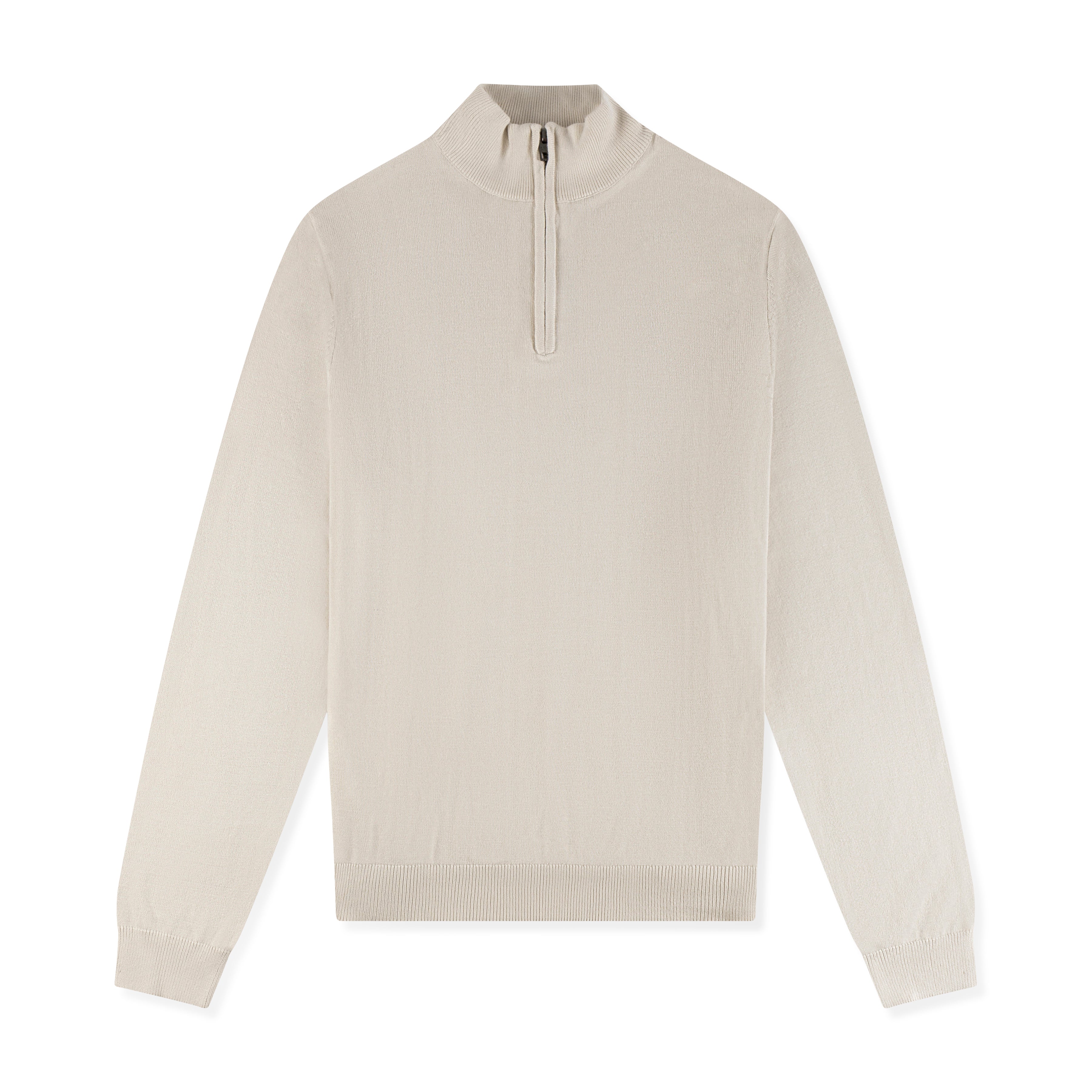 Men's Cream Zip Neck Jumper