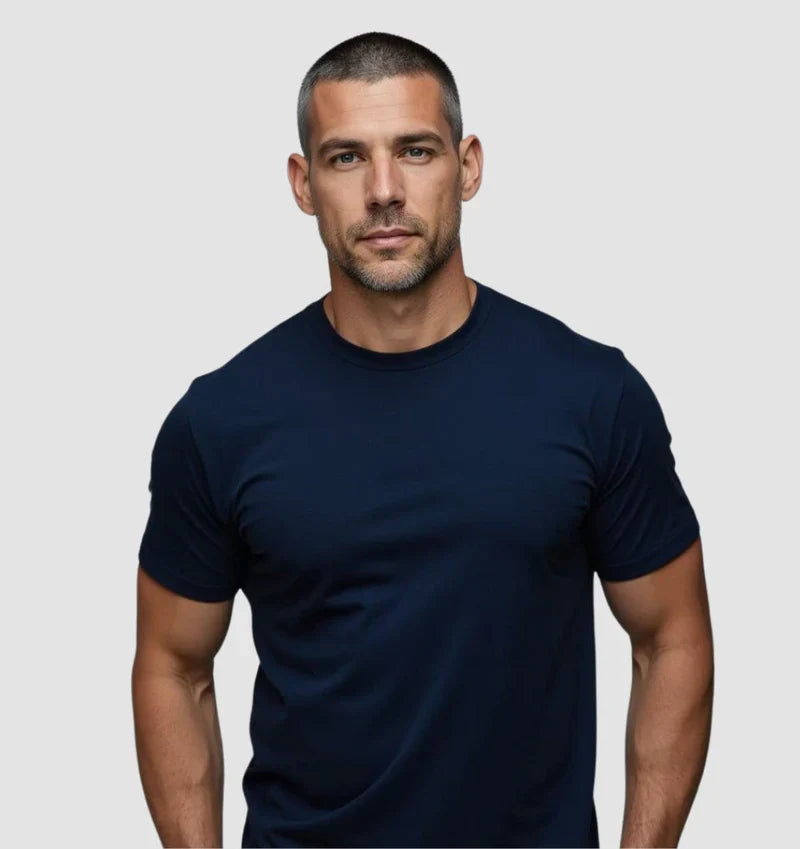 Mens Muscle Fit Navy T-Shirt