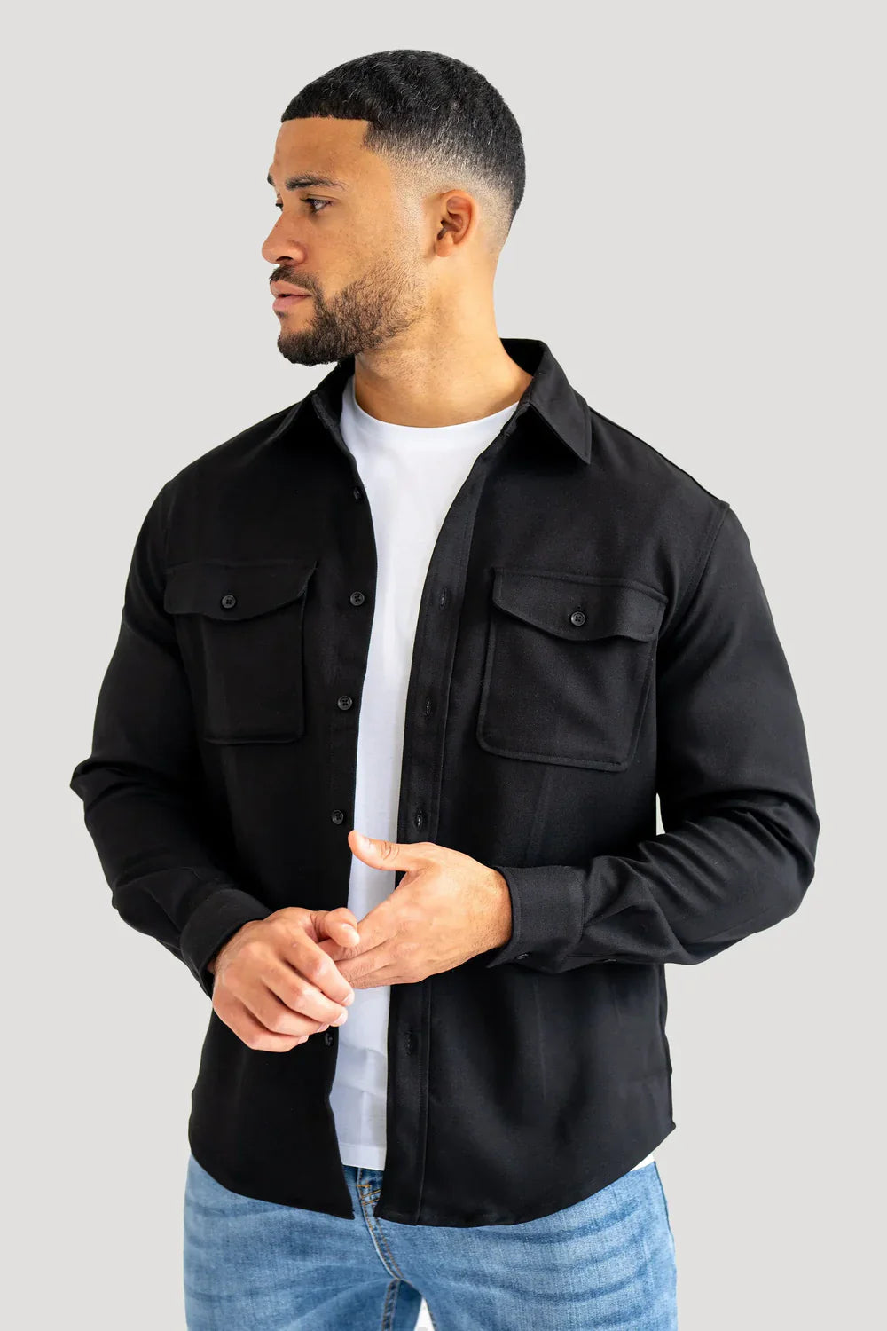 Mens Black Premium Overshirt