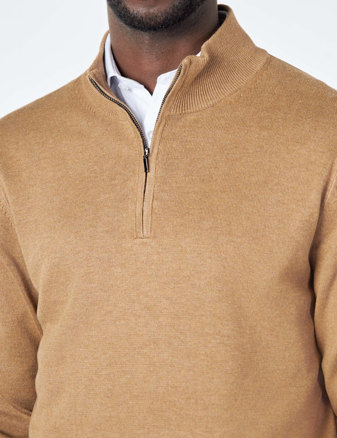 Mens Bronze Zip Neck Jumper Secondary image