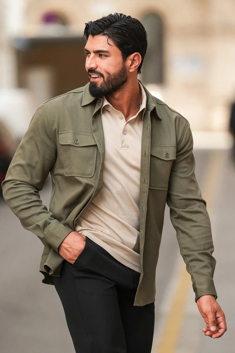 Mens Khaki Premium Overshirt