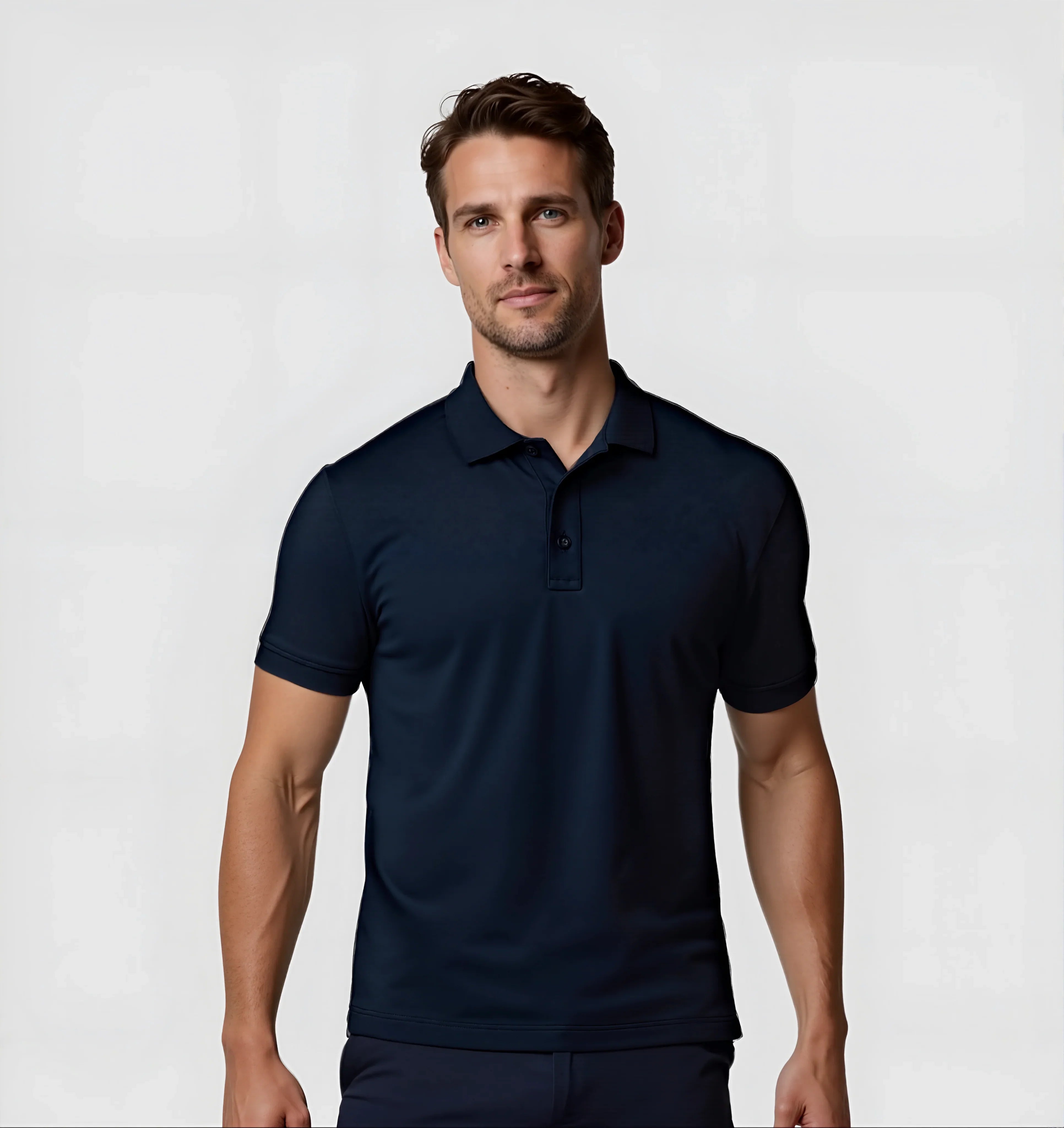 Men's Knitted Polo T-Shirt In Navy Main image