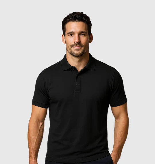 Men's Knit Polo T-Shirt In Black