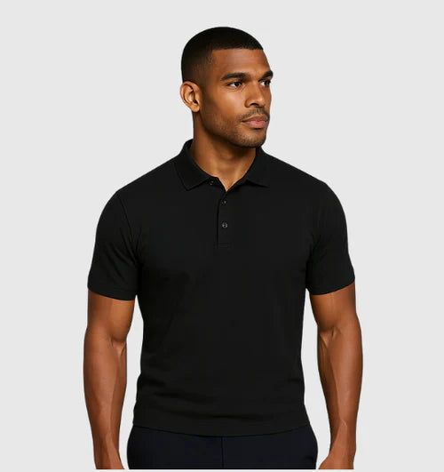 Men's Knit Polo T-Shirt In Black Secondary image