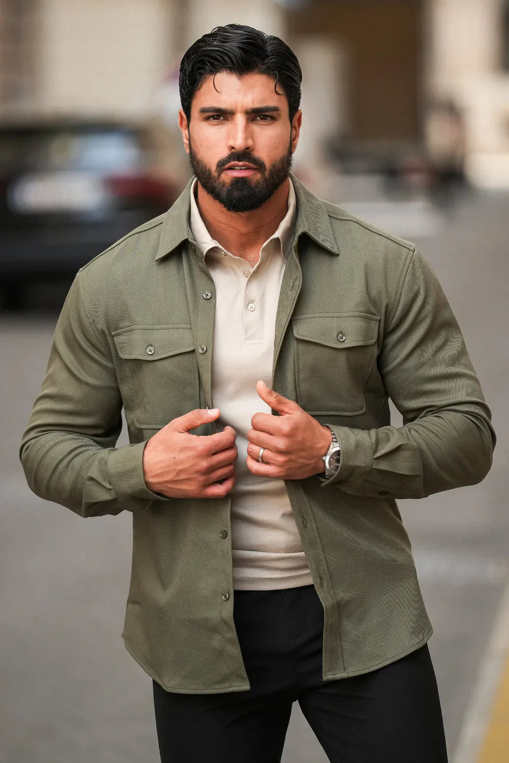 Mens Khaki Premium Overshirt