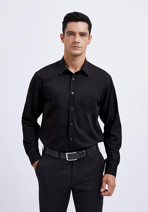 Mens Cotton Smart Casual Shirt In Black