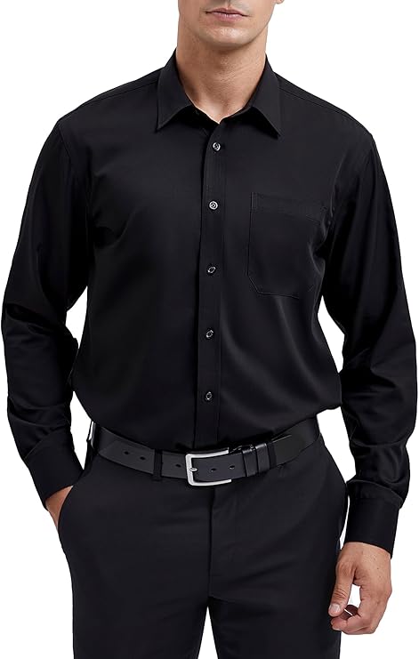 Mens Cotton Smart Casual Shirt In Black