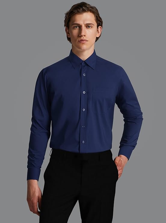 Mens Cotton Smart Casual Shirt In Navy Secondary image