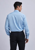 Mens Cotton Smart Casual Shirt In Sky Blue