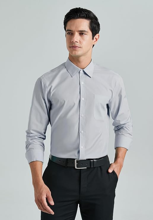 Mens Cotton Smart Casual Shirt In Grey Main image