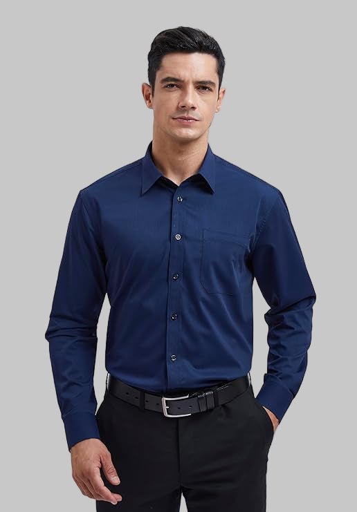 Mens Cotton Smart Casual Shirt In Navy Main image