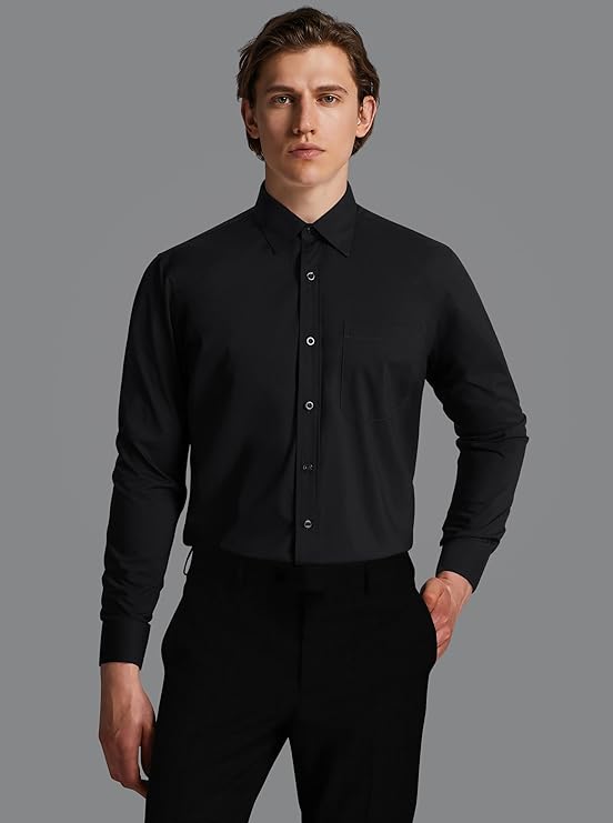 Mens Cotton Smart Casual Shirt In Black Secondary image