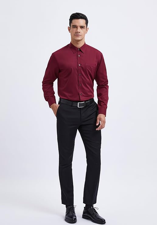 Mens Casual Shirt In Burgundy Secondary image