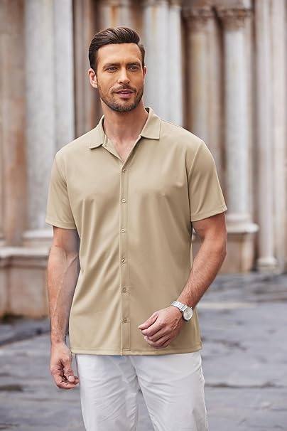 Mens Linen Shirt In Beige Secondary image