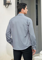 Mens Cotton Smart Casual Shirt In Grey