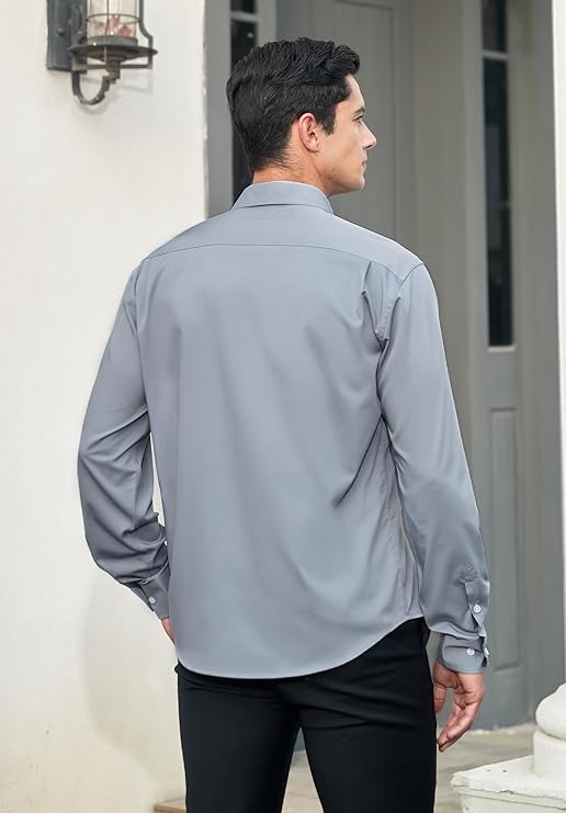 Mens Cotton Smart Casual Shirt In Grey