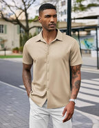 Mens Linen Shirt In Beige