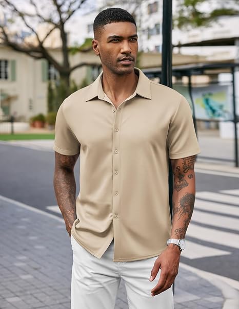 Mens Linen Shirt In Beige