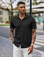 Mens Linen Shirt In Black