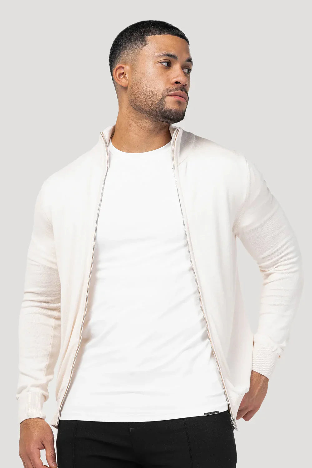 Men's Cream Full Zip Jumper