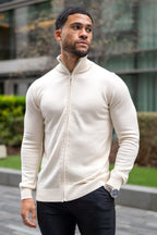Men's Cream Full Zip Jumper