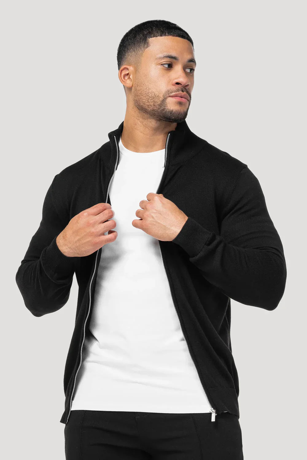 Men's Black Full Zip Jumper Main image