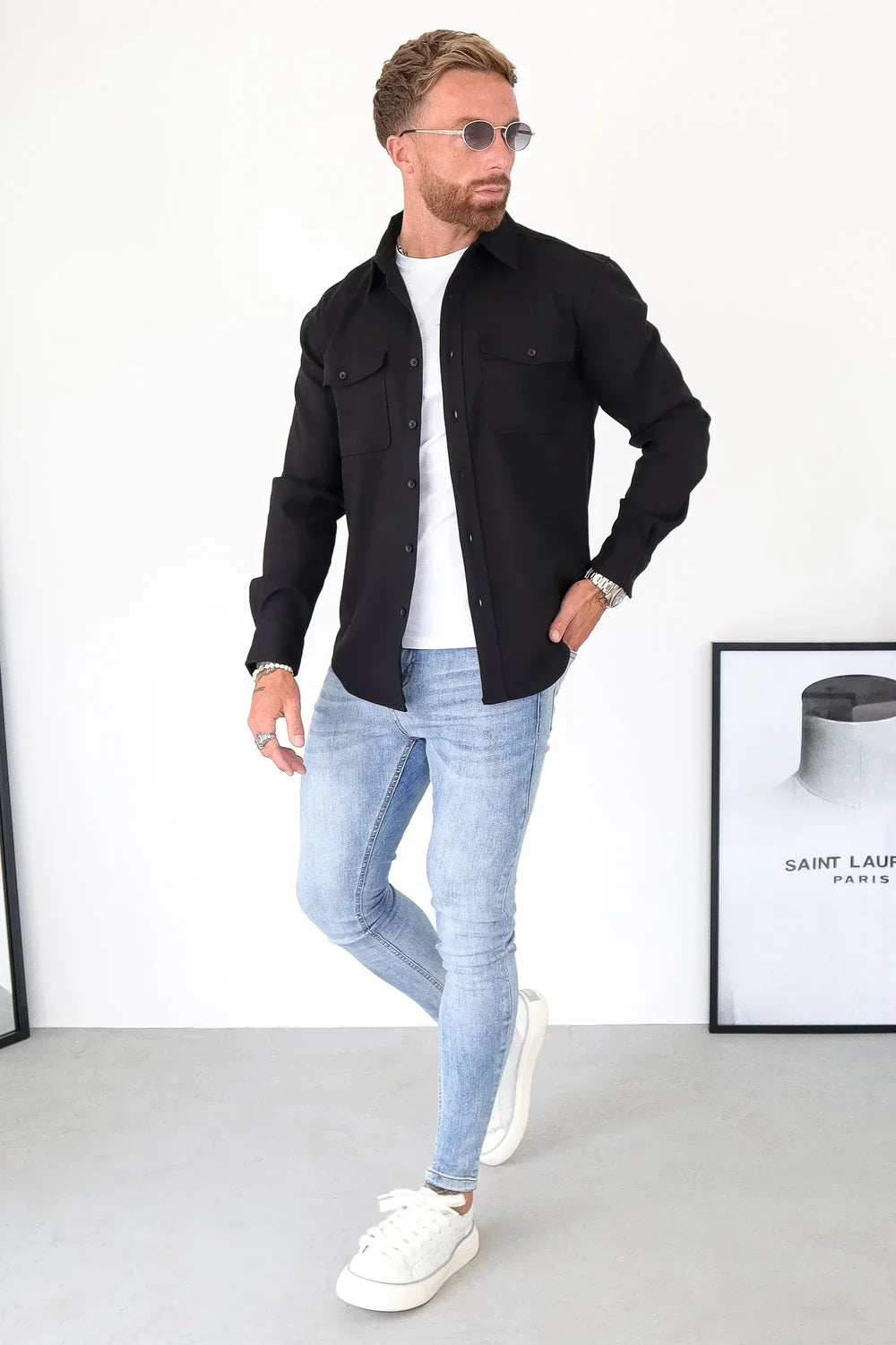 Mens Black Premium Overshirt