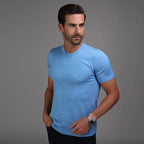 Pack Of 2 Men's Muscle Fit Sky Blue T-Shirt