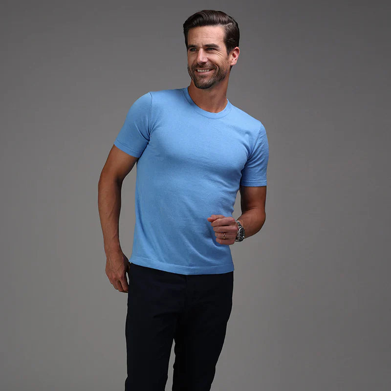 Muscle Fit Rich Cotton Blue T-Shirt