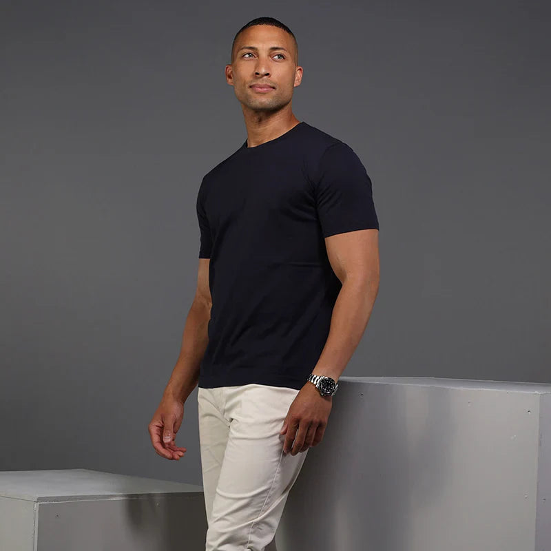 Muscle Fit Rich Cotton Navy T-Shirt Secondary image