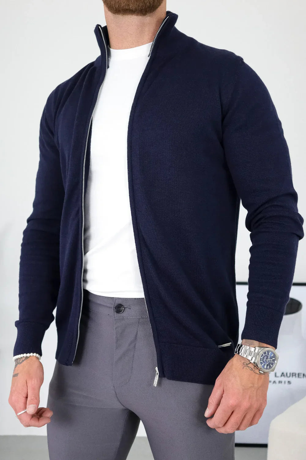 Men's Navy Full Zip Jumper Secondary image