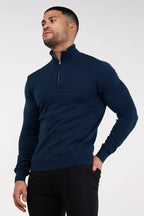 mens navy zip neck jumper