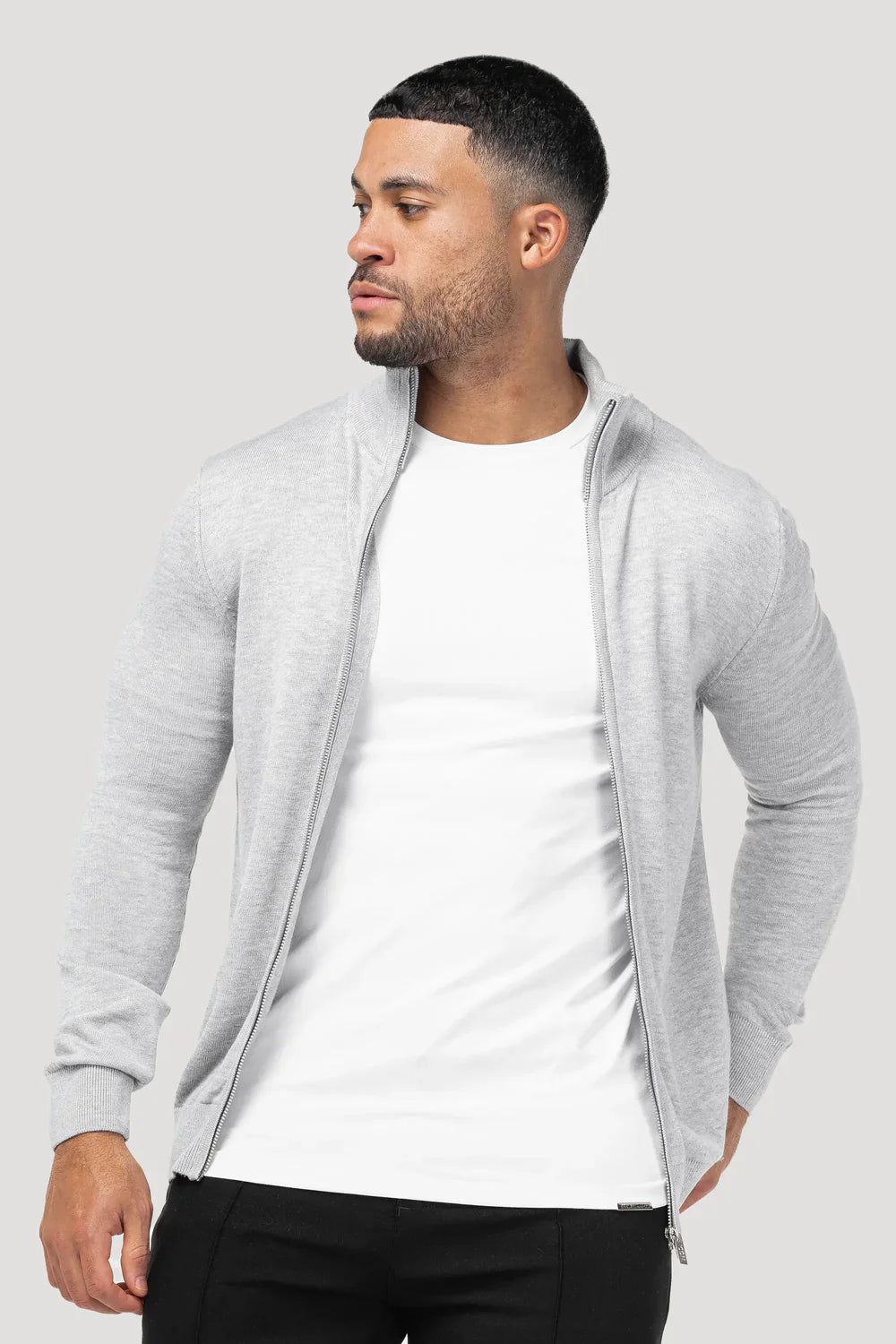 Men's Grey Full Zip Jumper