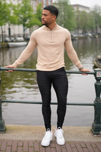 Mens Bronze Merino Zip Neck Jumper