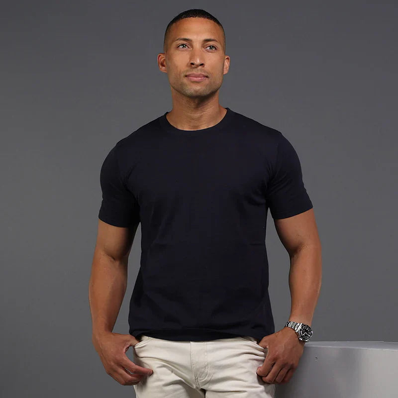 Muscle Fit Rich Cotton Navy T-Shirt Main image
