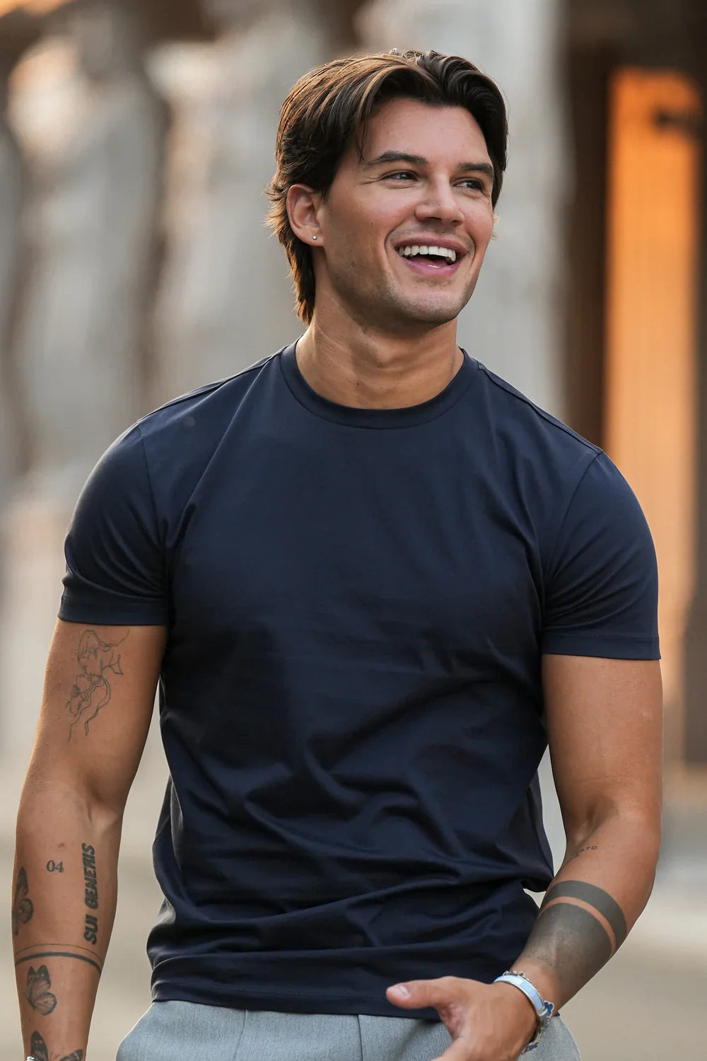 Mens Muscle Fit Navy T-Shirt