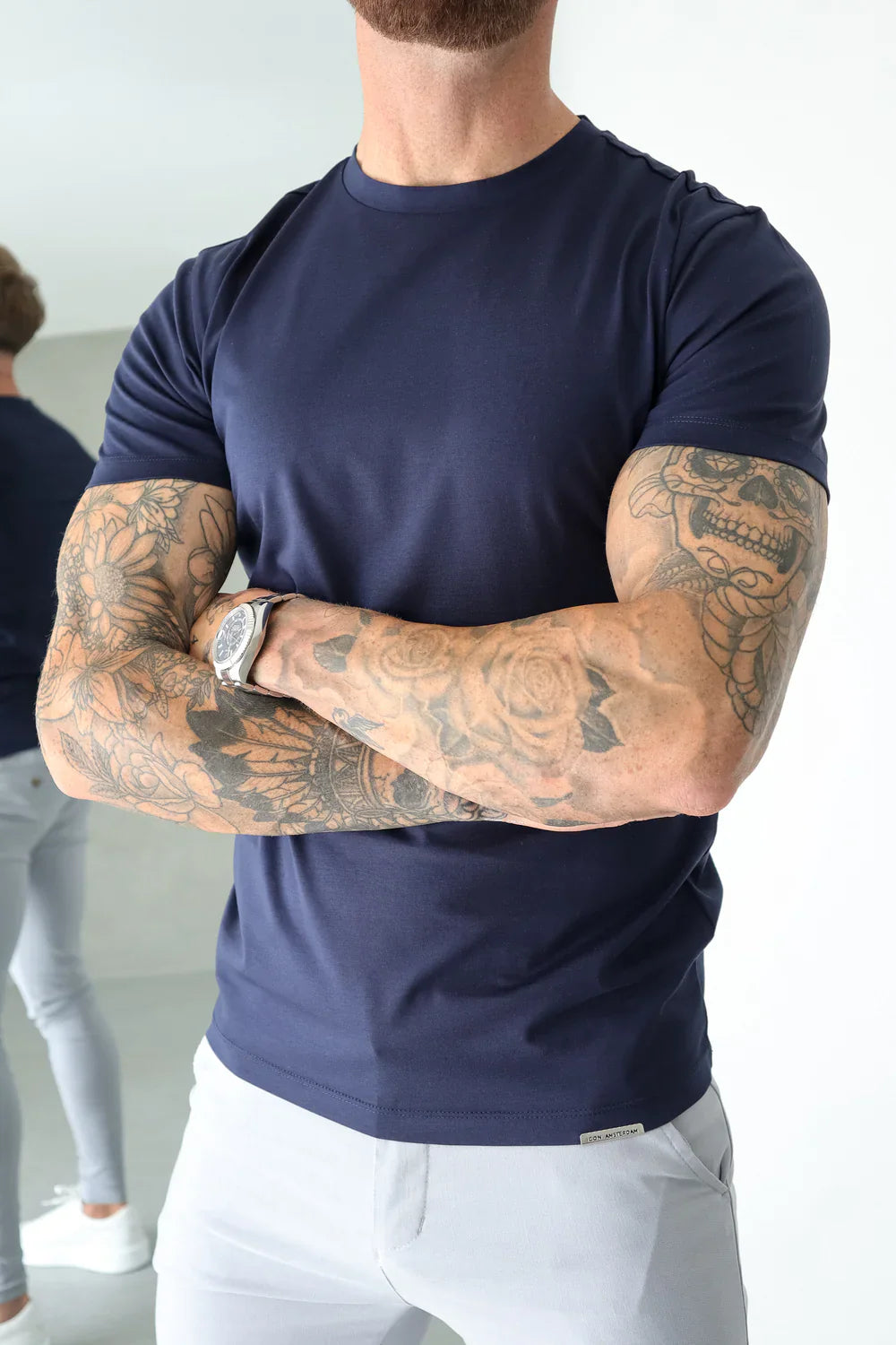 Mens Muscle Fit Navy T-Shirt