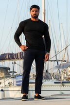 Men's Black Crew Neck Knit Sweater