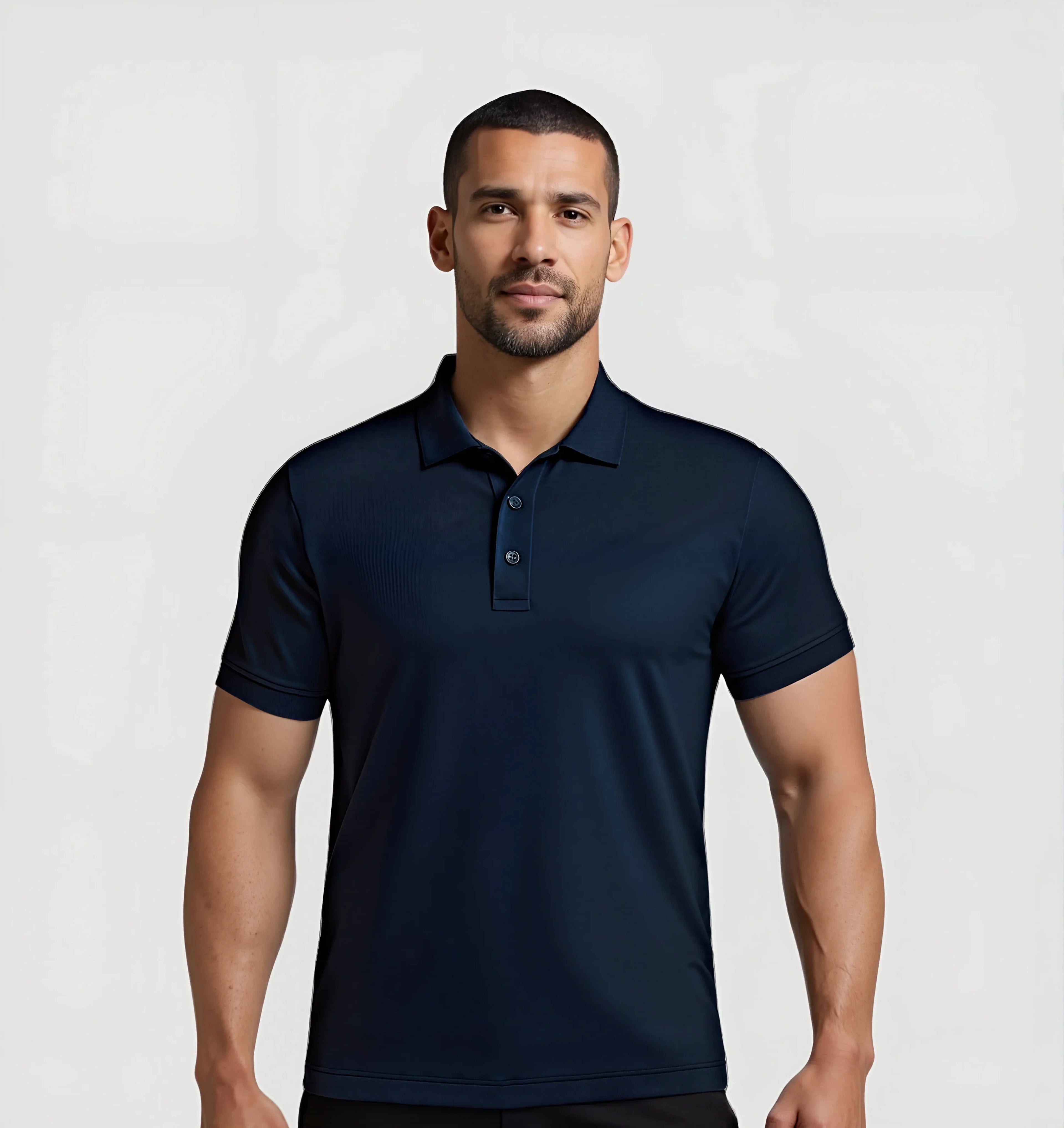 Men's Knitted Polo T-Shirt In Navy
