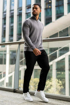 Mens Charcoal Zip Neck Jumper - Urban Londonn Ltd