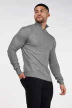 Mens Charcoal Zip Neck Jumper - Urban Londonn Ltd