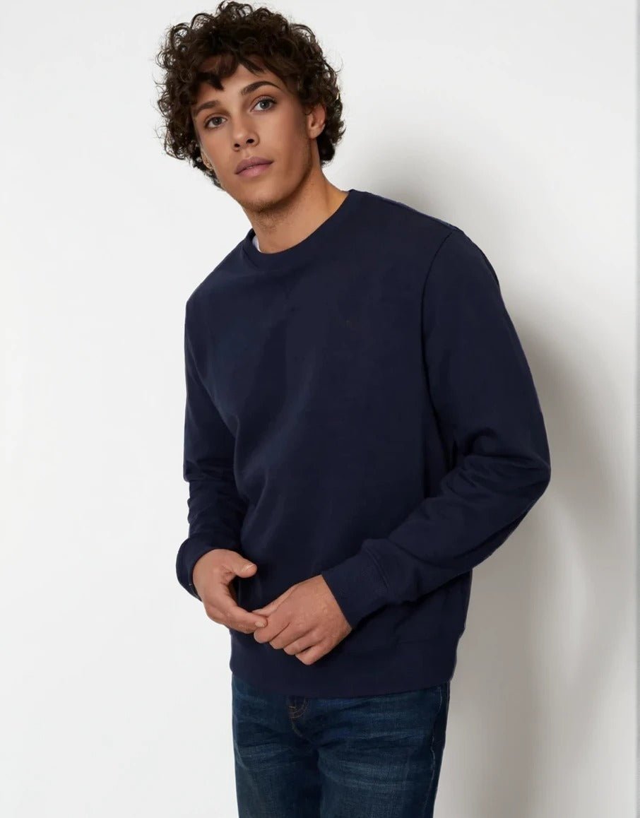 Men's Crew Neck Sweater In Navy - Urban Londonn Ltd Main image