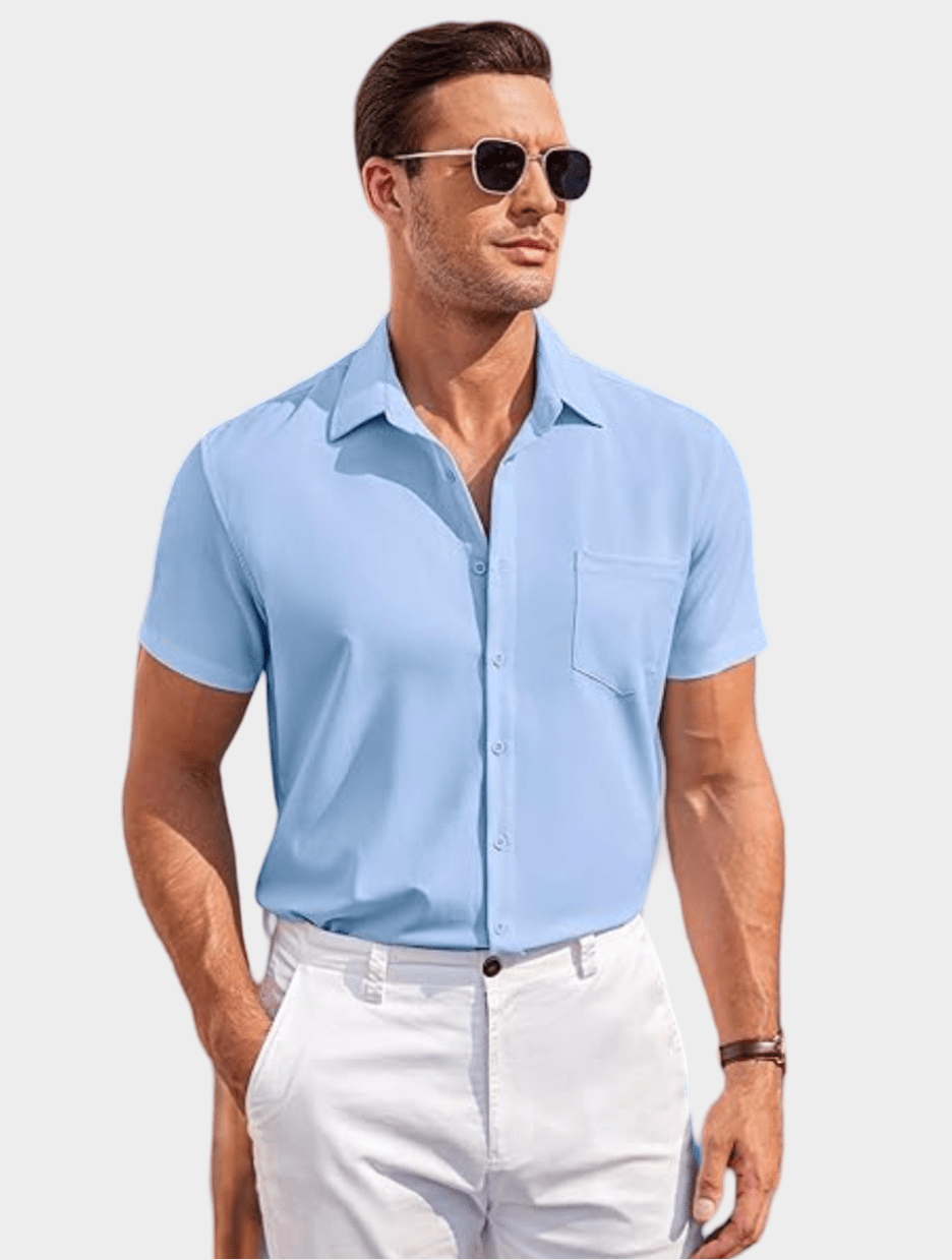 Mens Linen Shirt In Sky Blue Secondary image