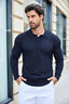 Mens Navy Slim Fit Polo Jumper - Urban Londonn Ltd